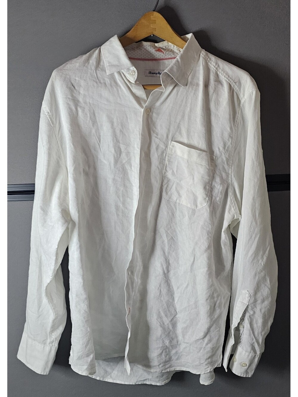 Tommy Bahama White Linen Blend Long Sleeve Shirt Size L